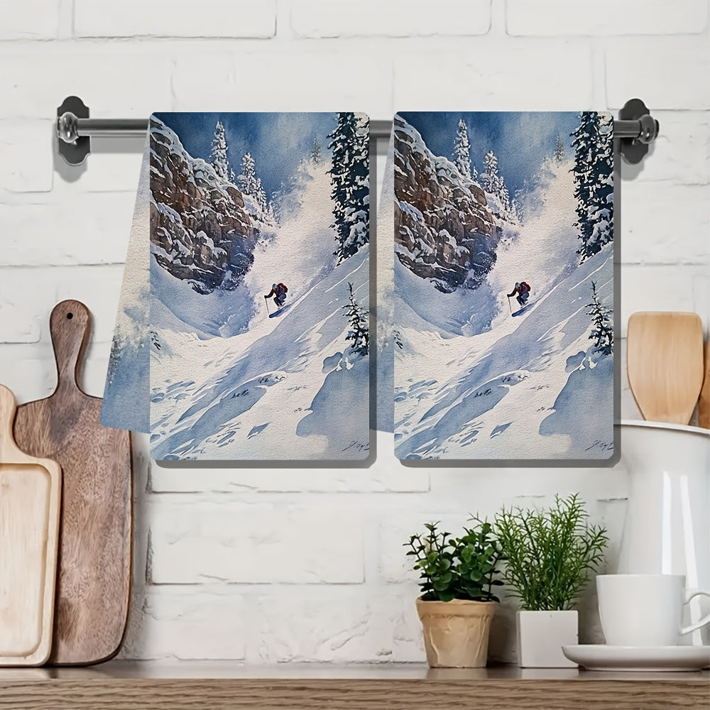 2 pieces of ultra soft kitchen towels featuring the enchanting beauty of a hidden waterfall. These highly absorbent dish hand towels are perfect for holiday decor. Machine washable and measuring 16x24 inches. Item number: 2KYSYS1218494