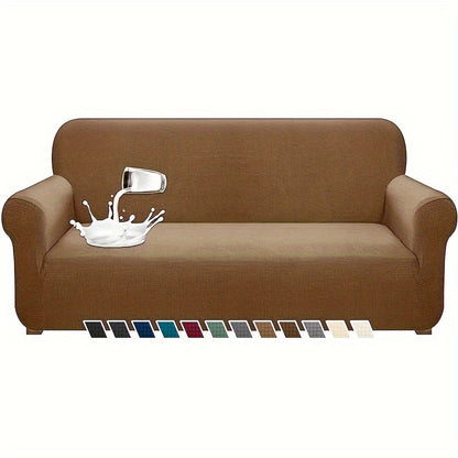 Thickened jacquard sofa cover with full coverage elastic, suitable for one to four-seater sofas. Protects against cat scratches and can be used in living rooms, dining rooms, bedrooms, and other home decor settings.