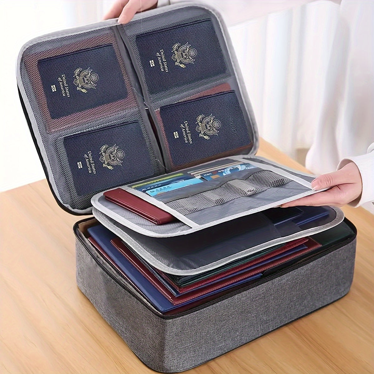 Chic & Safe Document Storage Bag - Large Capacity, Multiple Compartments with Password Protection for Home Office, Business Trips & Beyond