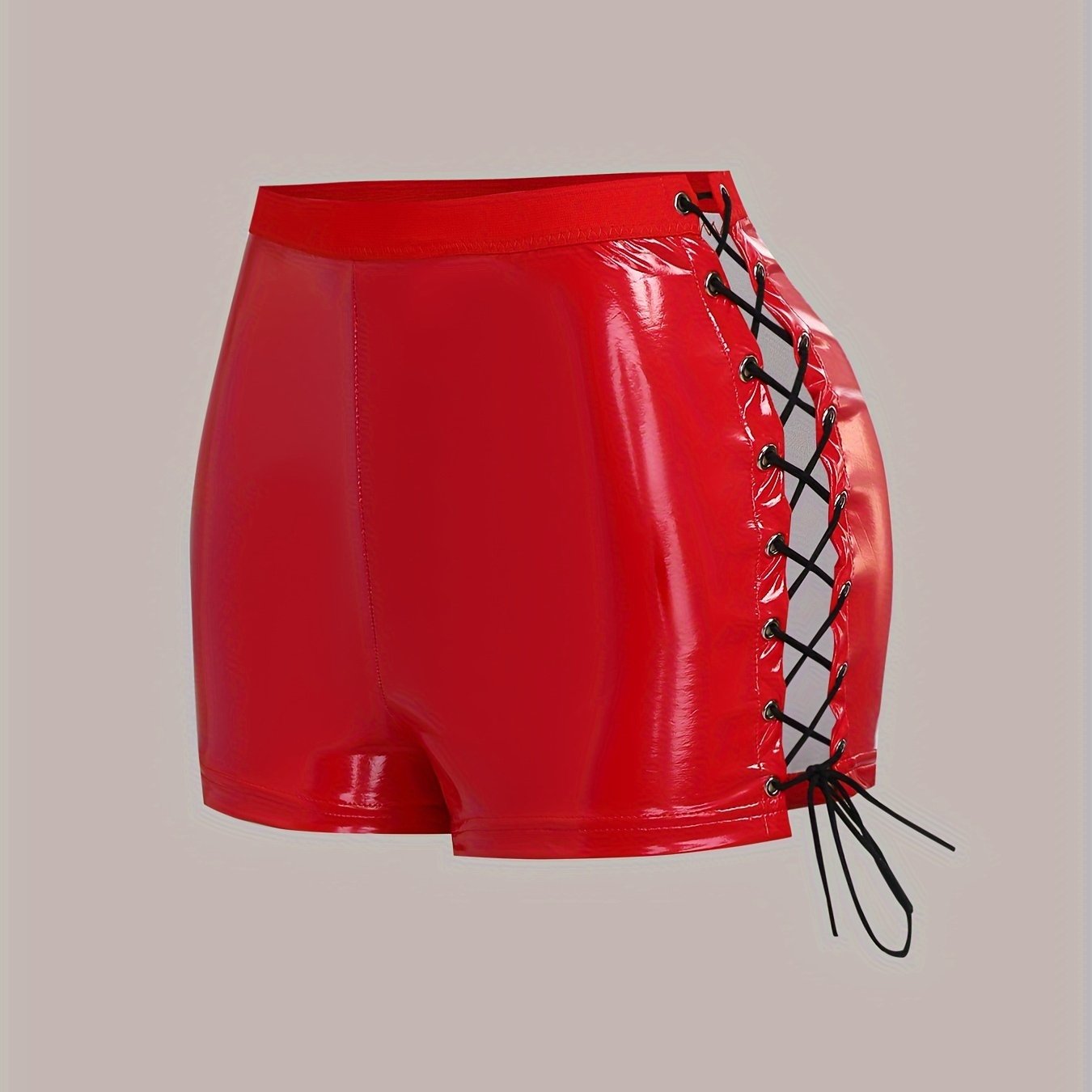 Seductive women's PU lace-up shorts and lingerie for cosplay.