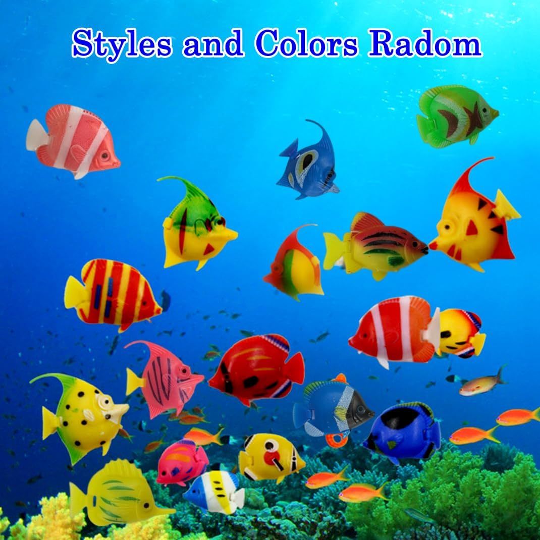 15 realistic moving artificial fish for tank or bathroom decoration.