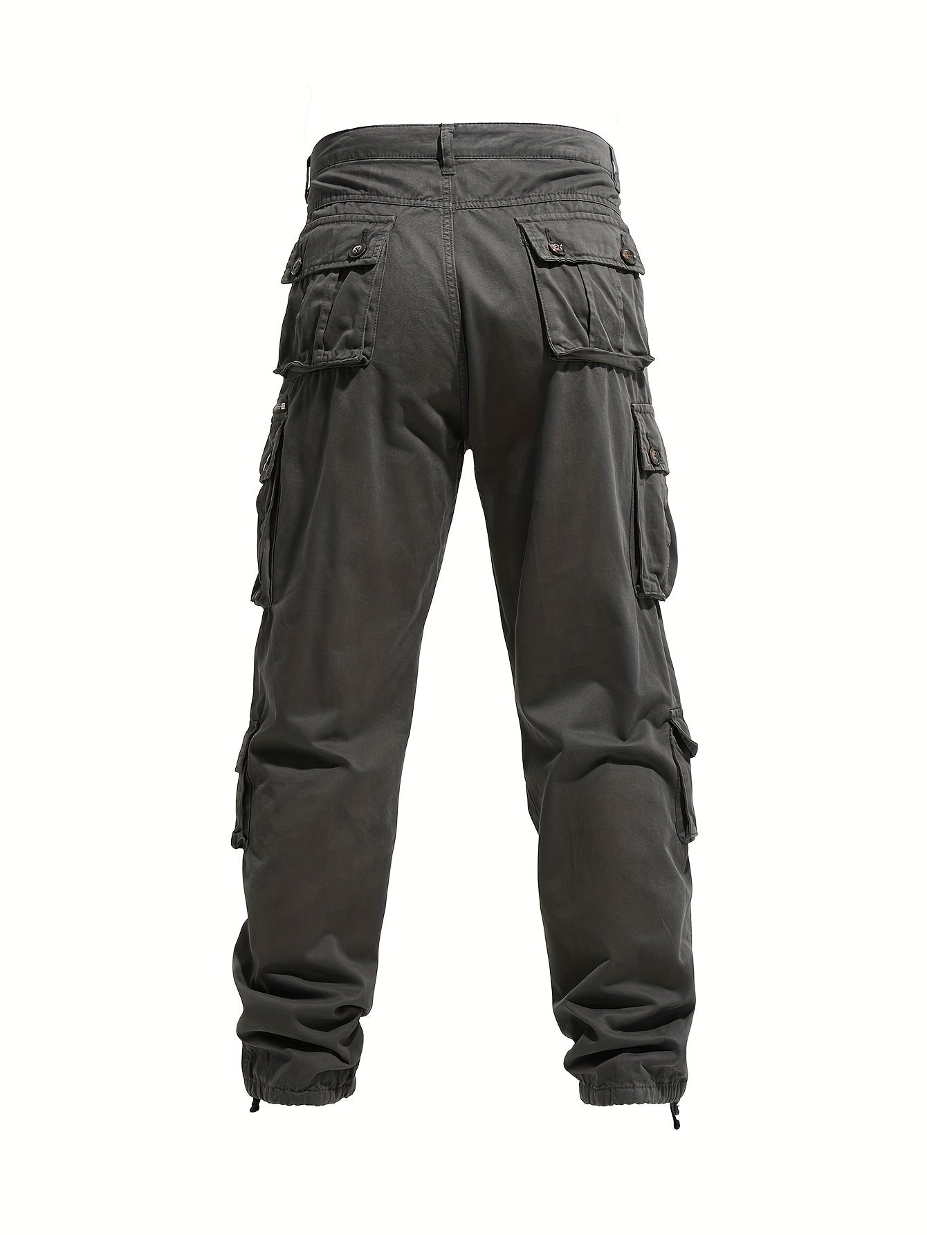 Men's plus-size cotton work pants with 8 pockets, ideal for outdoor activities like hiking, camping, and fishing.