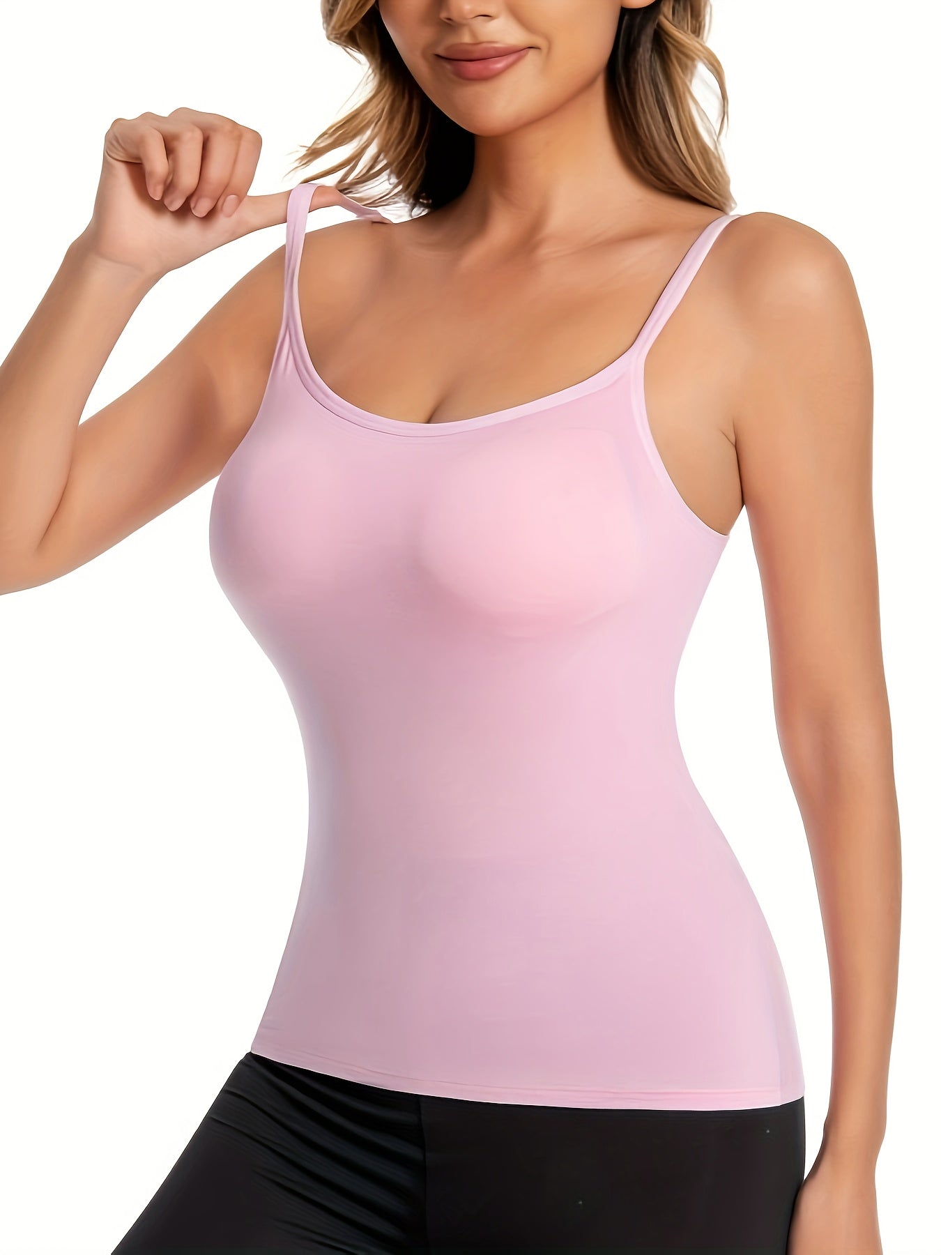 3 padded camisoles with bra straps for comfortable leisure wear at home