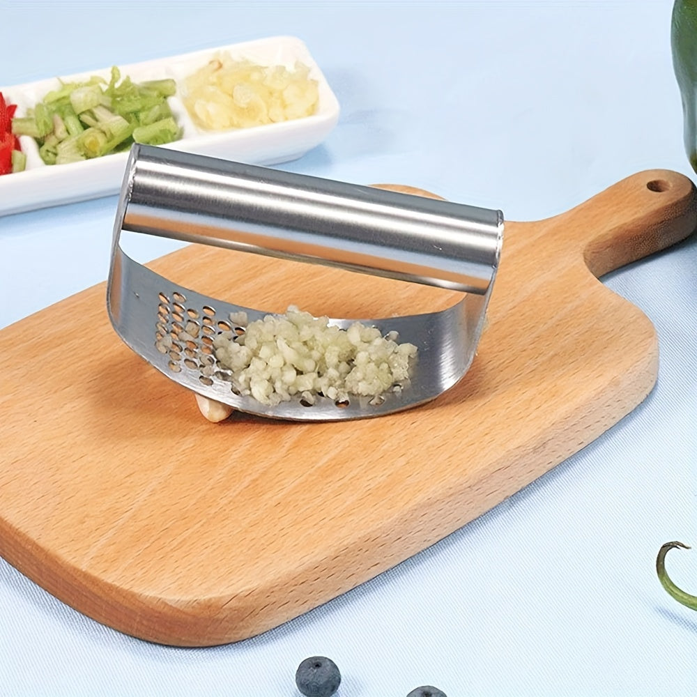 Easy-Clean Swing-Style Stainless Steel Garlic Press for Kitchen Use