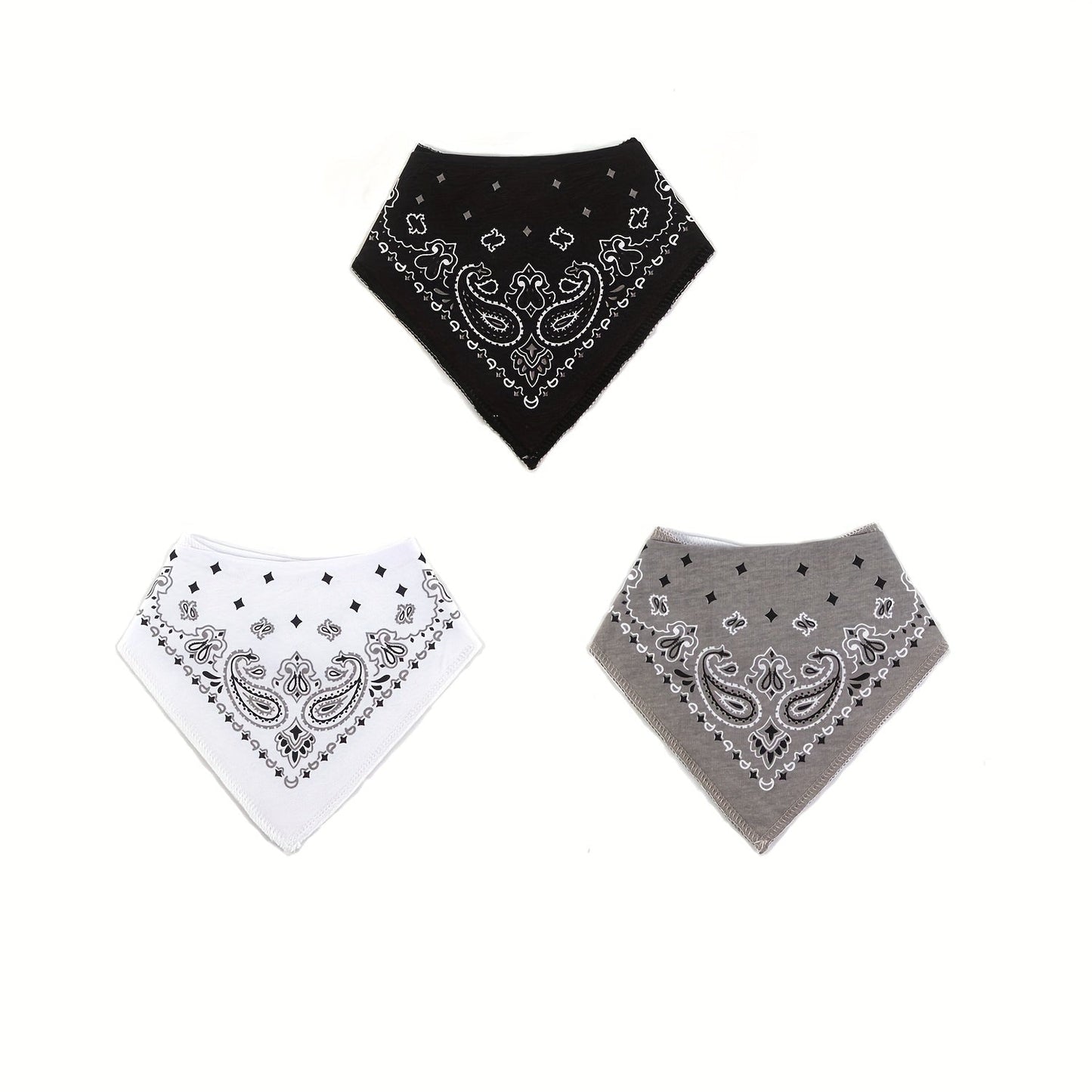 Baby Bandana Drool Bibs for Boys and Girls - Set of 3 with Adjustable Snaps. Made with Organic Cotton, Soft and Absorbent. Perfect Newborn Baby Shower Gift. Toddler Paisley Patterned Bibs for Drooling and Teething.