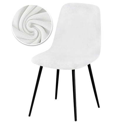 Arc-shaped short back chair slipcover made of velvet fabric, suitable for bar chairs in dining rooms and home offices.