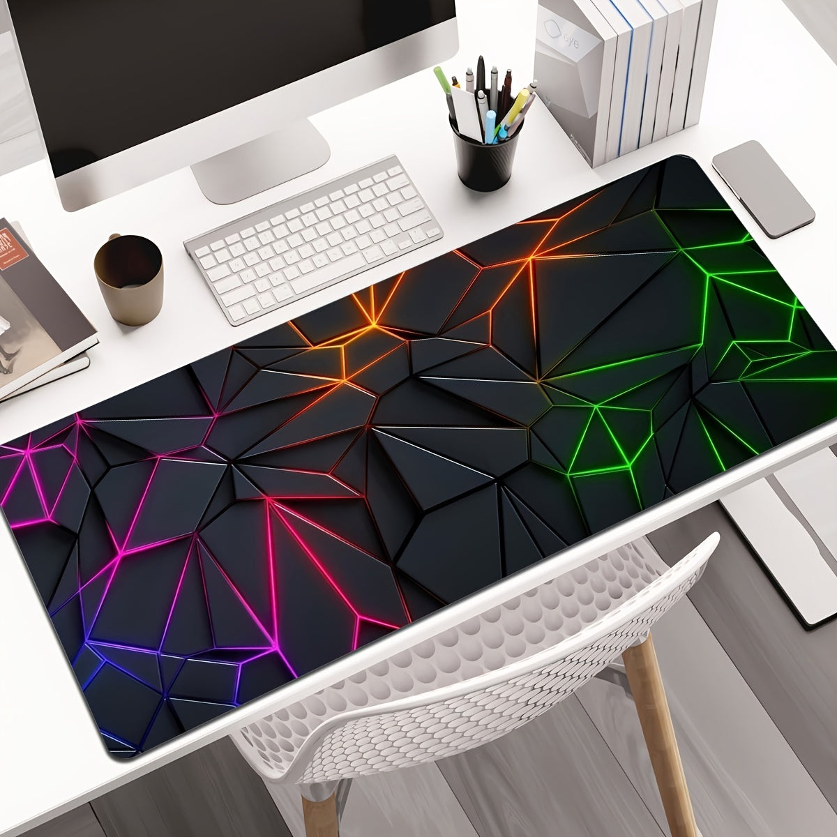 Durable, large, stylish geometric mouse pad for computers and laptops - waterproof, non-slip, perfect for gamers or office use.