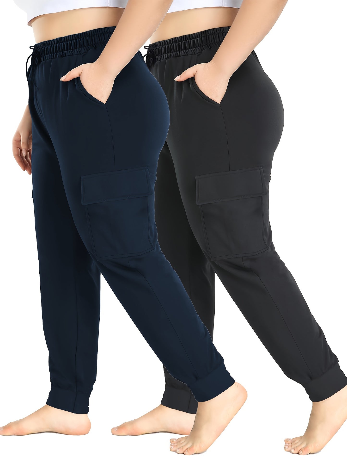 2 Plus Size Drawstring Pocket Work Pants from the New Spring/Summer Collection