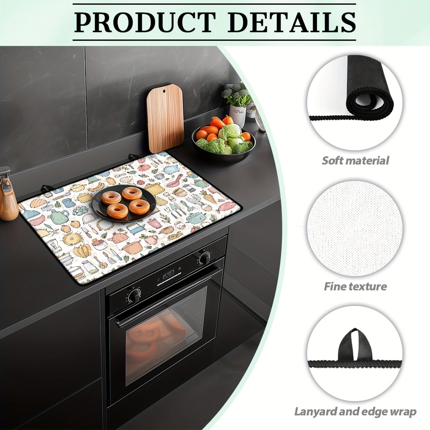 Patterned Cartoon Kitchen Tool Stove Cover - Heat-Resistant and Non-Slip, Suitable for Glass Ceramic and Rubber Stove Surfaces. Protects from Scratches, Can be Used as an Ironing Mat and Coffee Pad for Electric and Magnetic Stoves. Versatile Countertop