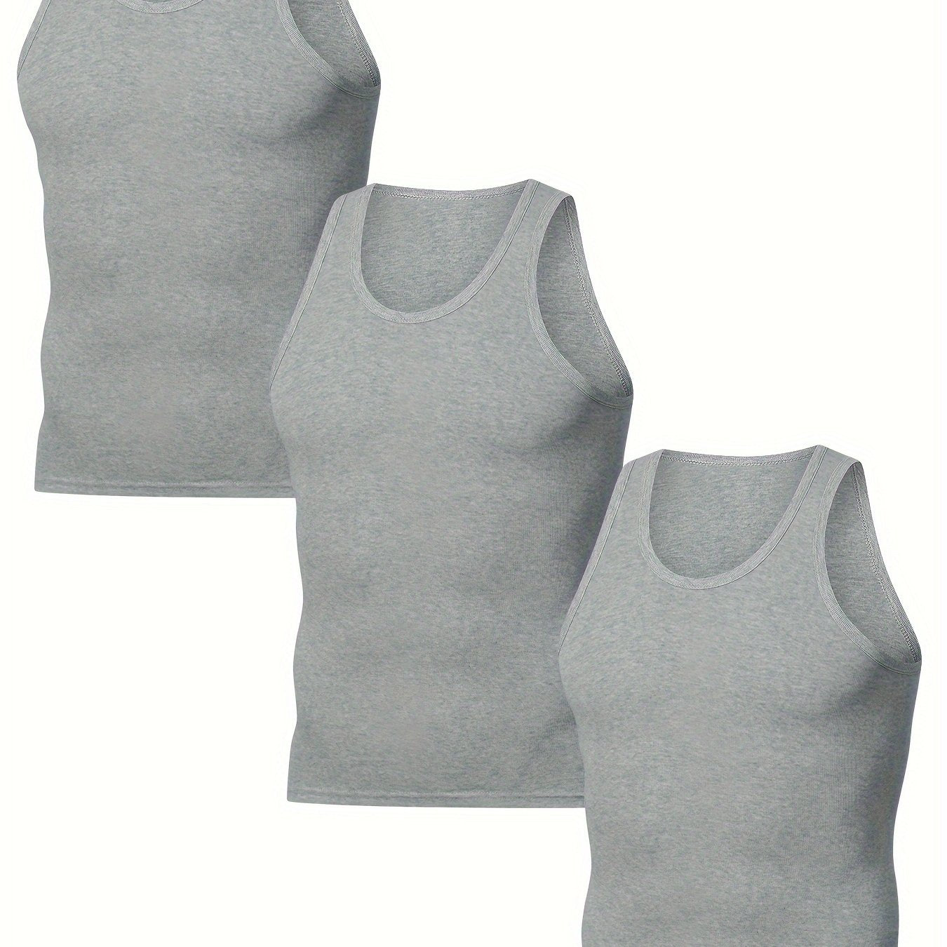 Men's slim fit tank top, thin, breathable, solid, sleeveless. Suitable for sports and basic wear.