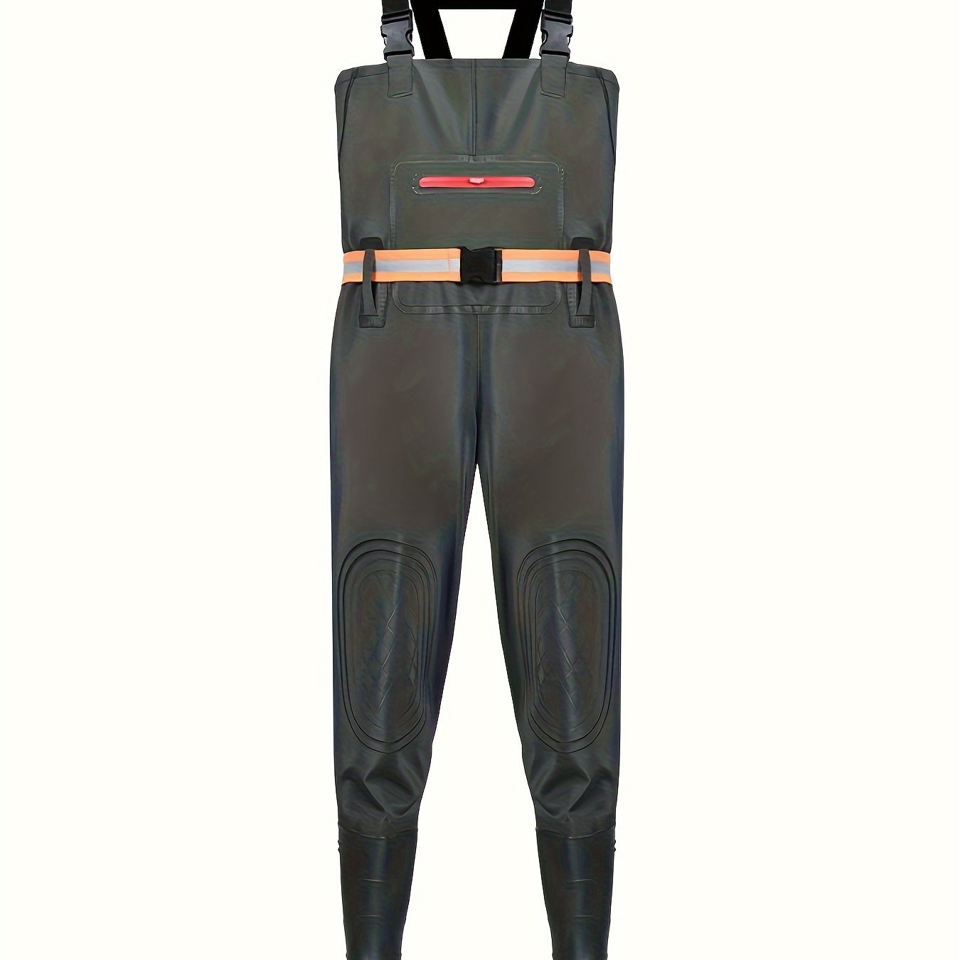 Men's waterproof jumpsuit rain pants with rain shoes and thickened half-body design for fishing and water sports.