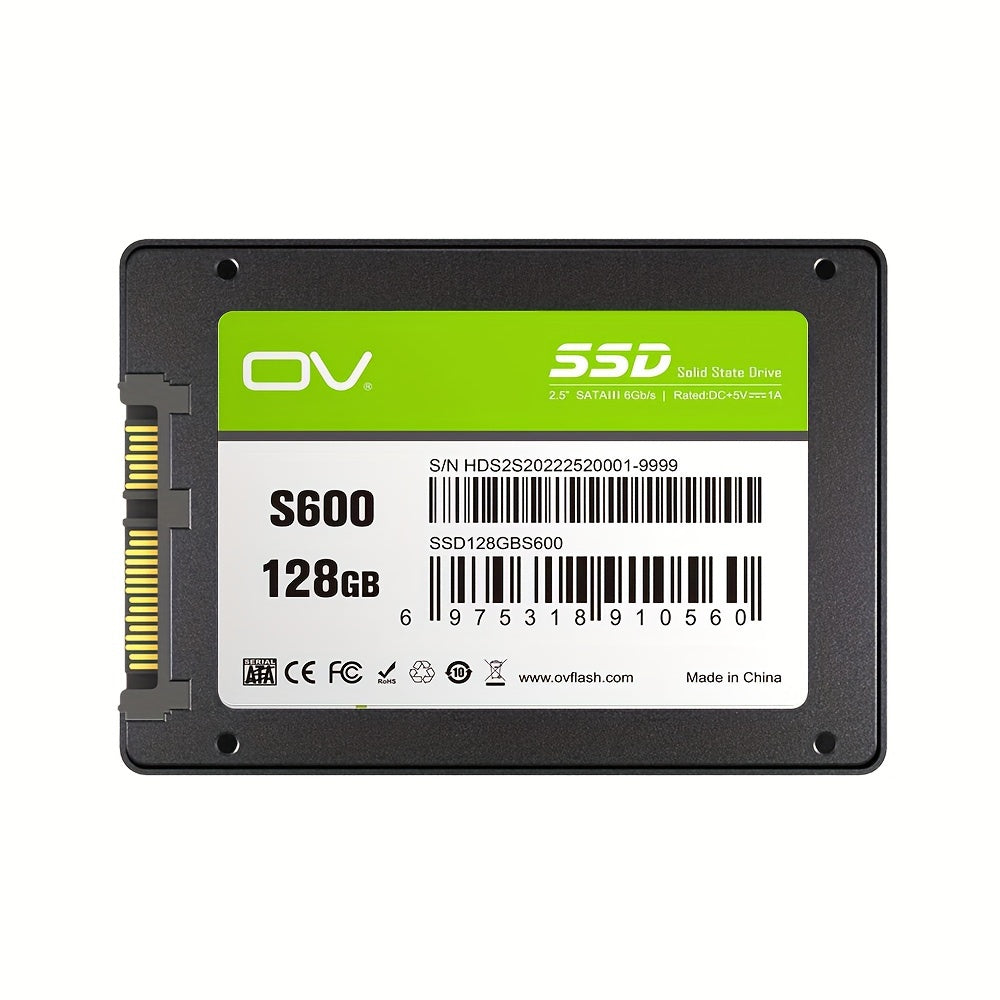 High-speed OV Sata 3 SSD available in various capacities with durable TLC flash, shock-proof design, and compact 6.35cm size for PCs, desktops, and laptops.