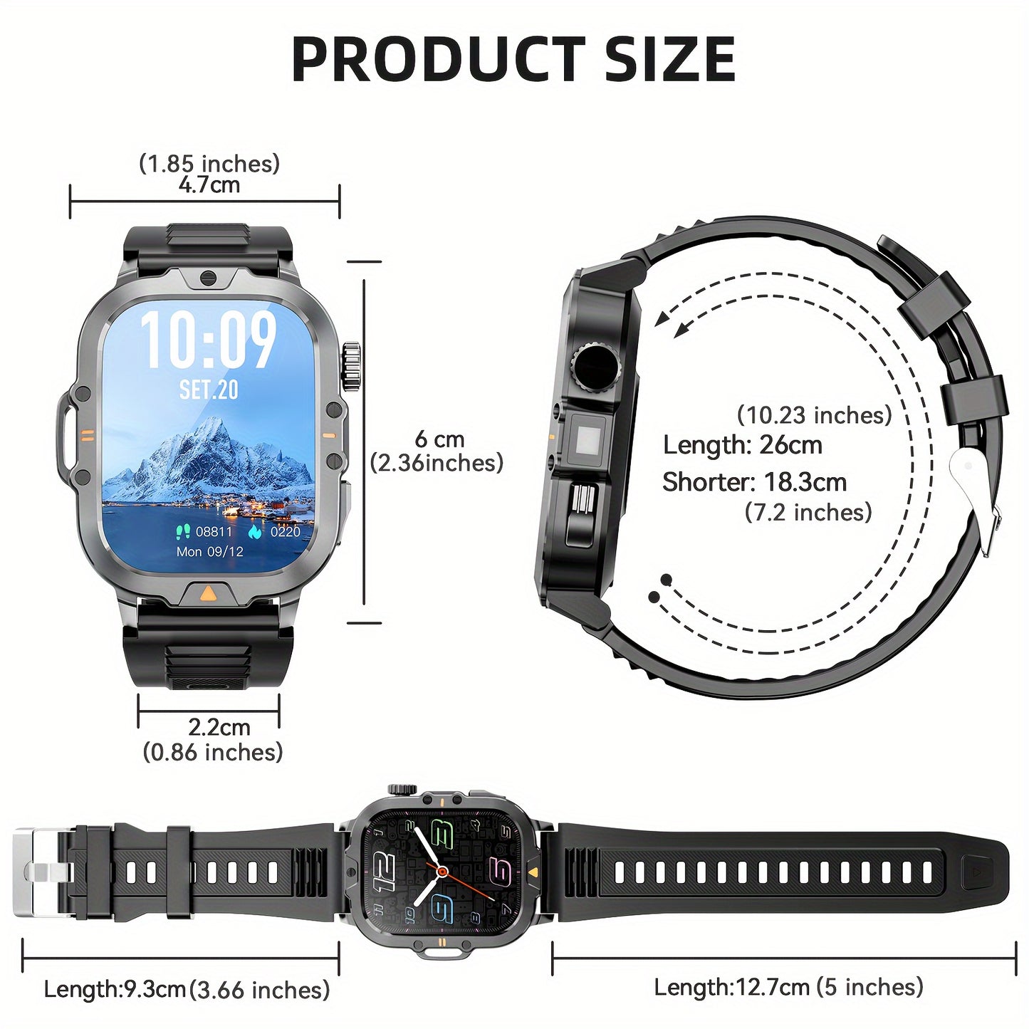 LZUEFK Smartwatch for Men & Women with 5.11cm HD Display, Wireless Calling, Fitness Tracker, Calorie & Pedometer, Durable Silicone Band