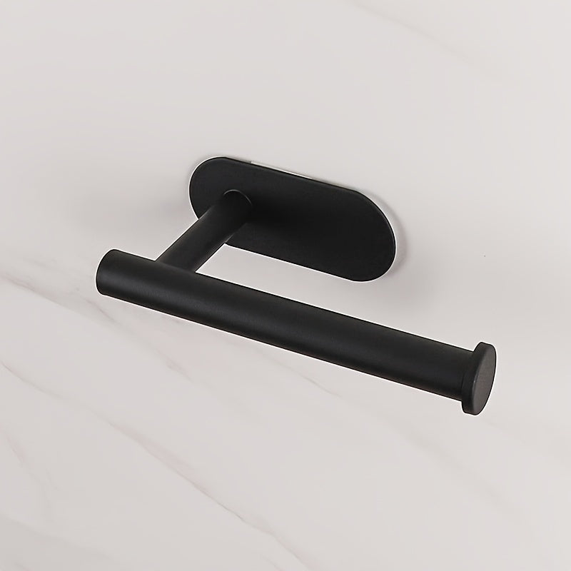 Self adhesive toilet paper holder for bathroom, no need for punching holes in walls, made of plastic.