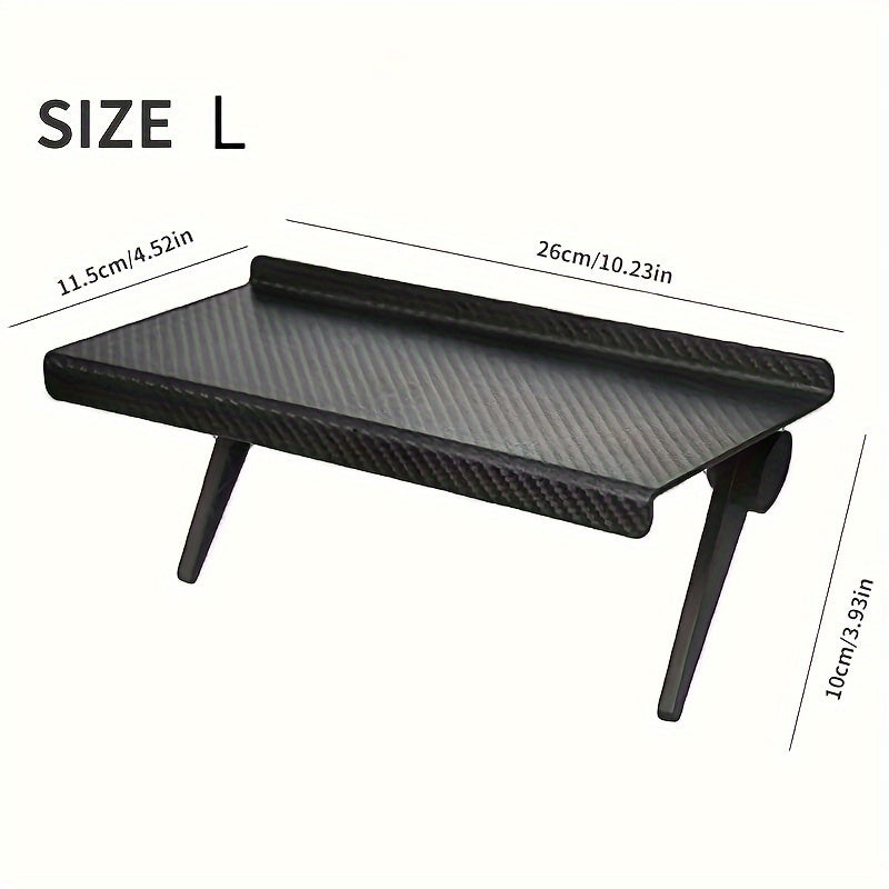 Carbon Fiber TV Stand Shelf for Wireless Router and Cable Box, No-Drill Storage Organizer for Living Room Home Computer Clutter. Made of Durable Plastic, Easy to Install with Adjustable Angle for Space-Saving Solution.