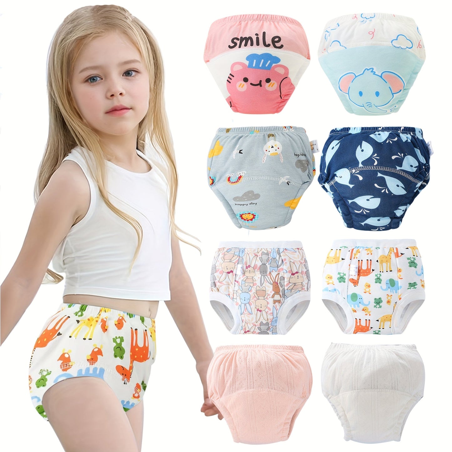 Set of 4 BabyCare Washable Training Panties, made with Knit Fabric and featuring an Elastic Waistband for comfortable Toilet Training. This Shorts Set is the Perfect Gift for...