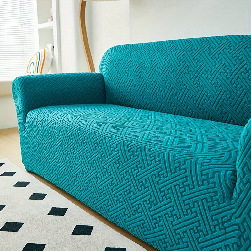 Universal sofa slipcover protects furniture in any room.