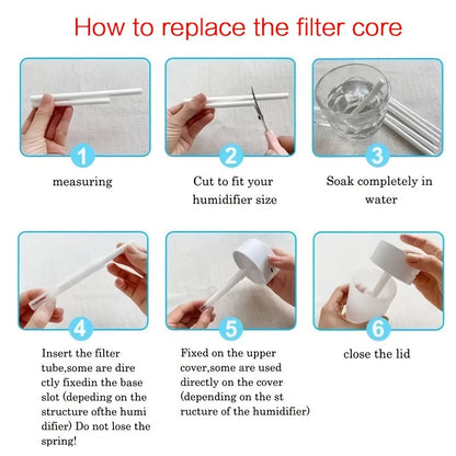 50 Cut-to-Fit Humidifier Filter Cartridges - Easy-Install, No-Tools Required, PET Material, Ideal for All Air Humidifiers