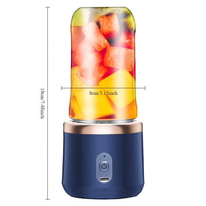 Portable USB Rechargeable Blender with 2 Cups - 13.4OZ Smoothie Mixer, 6-Speed Adjustable, Ideal for Fruits, Vegetables, and Smoothies. Features Built-in 400mAh Battery for Camping, Dining, and Outdoor Use.