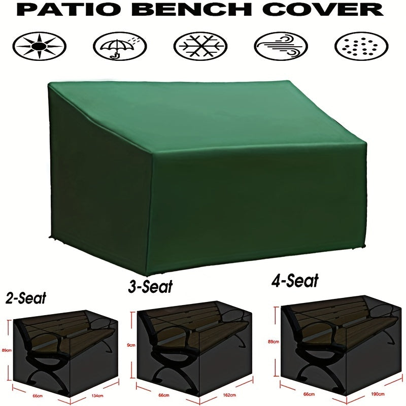 Waterproof bench cover for outdoor patio furniture, made of durable Oxford cloth, measuring 134x66x89cm.