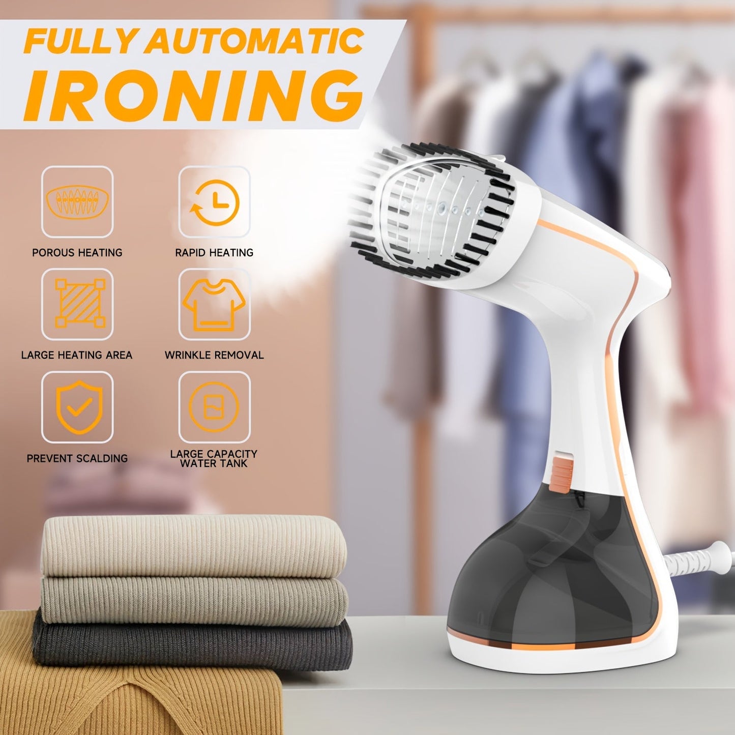 Get flawless results with the 1pc PANCERKA Handheld Garment Steamer. This steamer features fast heating at 1780W, a convenient 9-second LED display, touch control, and 3 steam levels for powerful wrinkle and stain removal. Made with a combination of