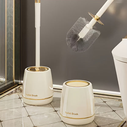 The 1-piece Toilet Brush and Holder Kit is the Best Set for Compact Bathroom Storage, Saving Space and Allowing for Easy Deep Cleaning Under Edges.