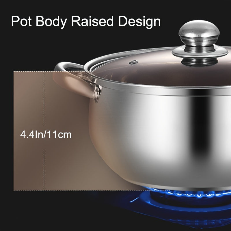 ZZBZZ 24.0cm Stainless Steel Steamer Pot Soup Pot - 2-in-1, Durable Double Layer with Steaming Basket. Compatible with Induction & Gas Stoves, Multi-Use for Home Kitchen Cookware.