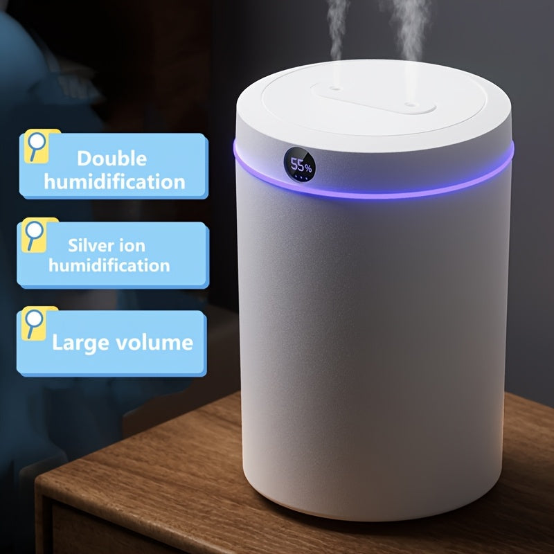 One piece 5L Ultrasonic Cool Mist Humidifier with Quiet Operation, Digital Display, USB Power, for Living Room and Bedroom, doubles as Air Purification Aroma Diffuser.