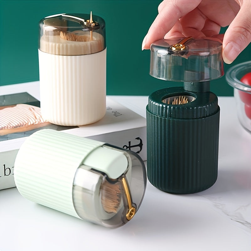 Space-saving toothpick dispenser made of durable ABS material, no power required. Perfect for kitchen and dining.