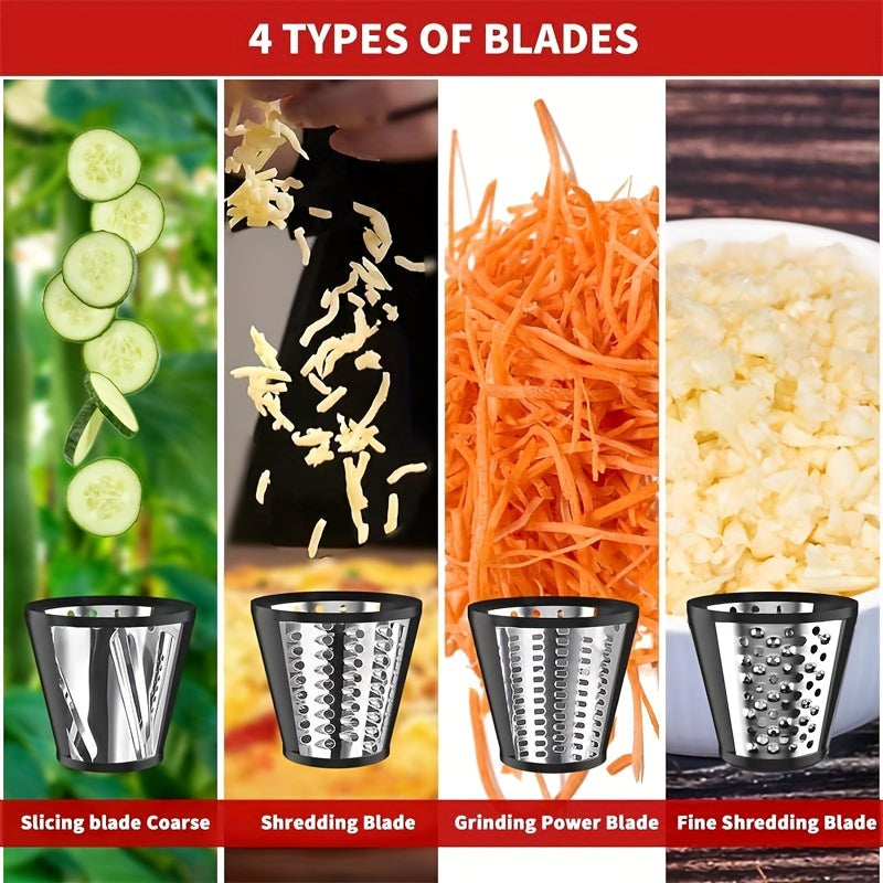 1 piece of slicer/shredder accessory designed for KitchenAid desktop blender. This accessory is suitable for slicing and grating cheese, as well as shredding vegetables for salads. It comes with 4 blades but is not recommended for cleaning in the