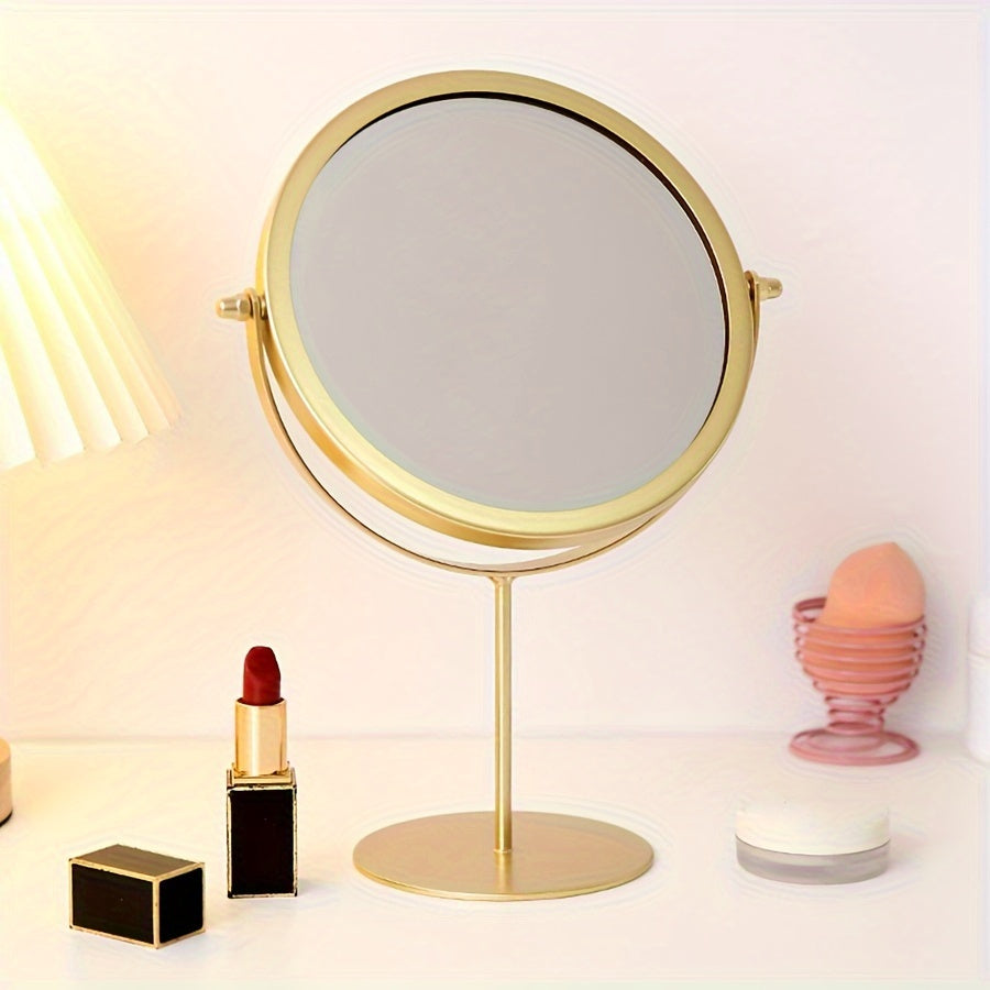 Stylish iron vanity mirror for bedroom with rust-proof finish, no battery required.