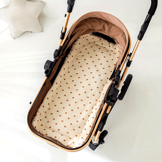 Double-Sided Beige Stroller Mat for Youngsters, Thickened and Washable with Warm Sitting Pad Feature