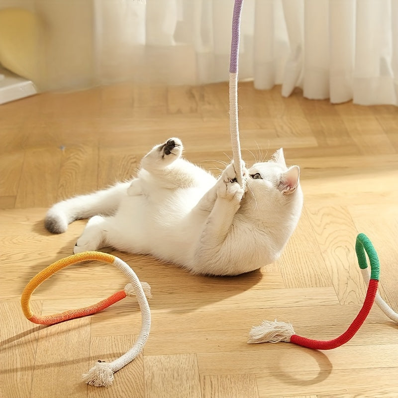 1 piece of durable cat bite rope toy for indoor cats, designed for teeth grinding and oral cleaning.