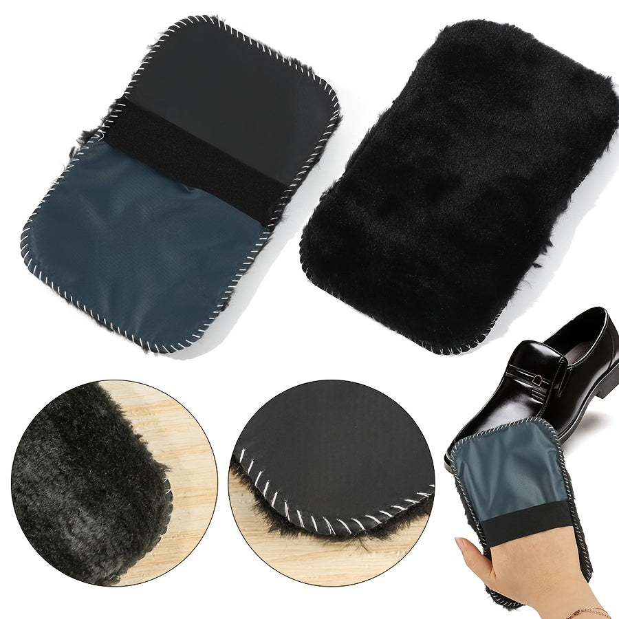 Plush Shoe Polishing Glove Set: Includes 1 Piece for Shoe Polishing and 2 Pieces for Shoe Cleaning. Made with Soft Faux Wool and Polyester Woven Fabric, this Multipurpose Accessory is Ideal for Shining and Caring for Footwear. Can also be Used for