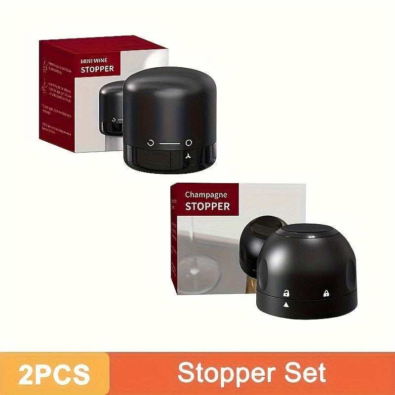 1 or 2 new vacuum wine stoppers for hotel and restaurant use, reusable champagne bottle sealers, leak-proof.