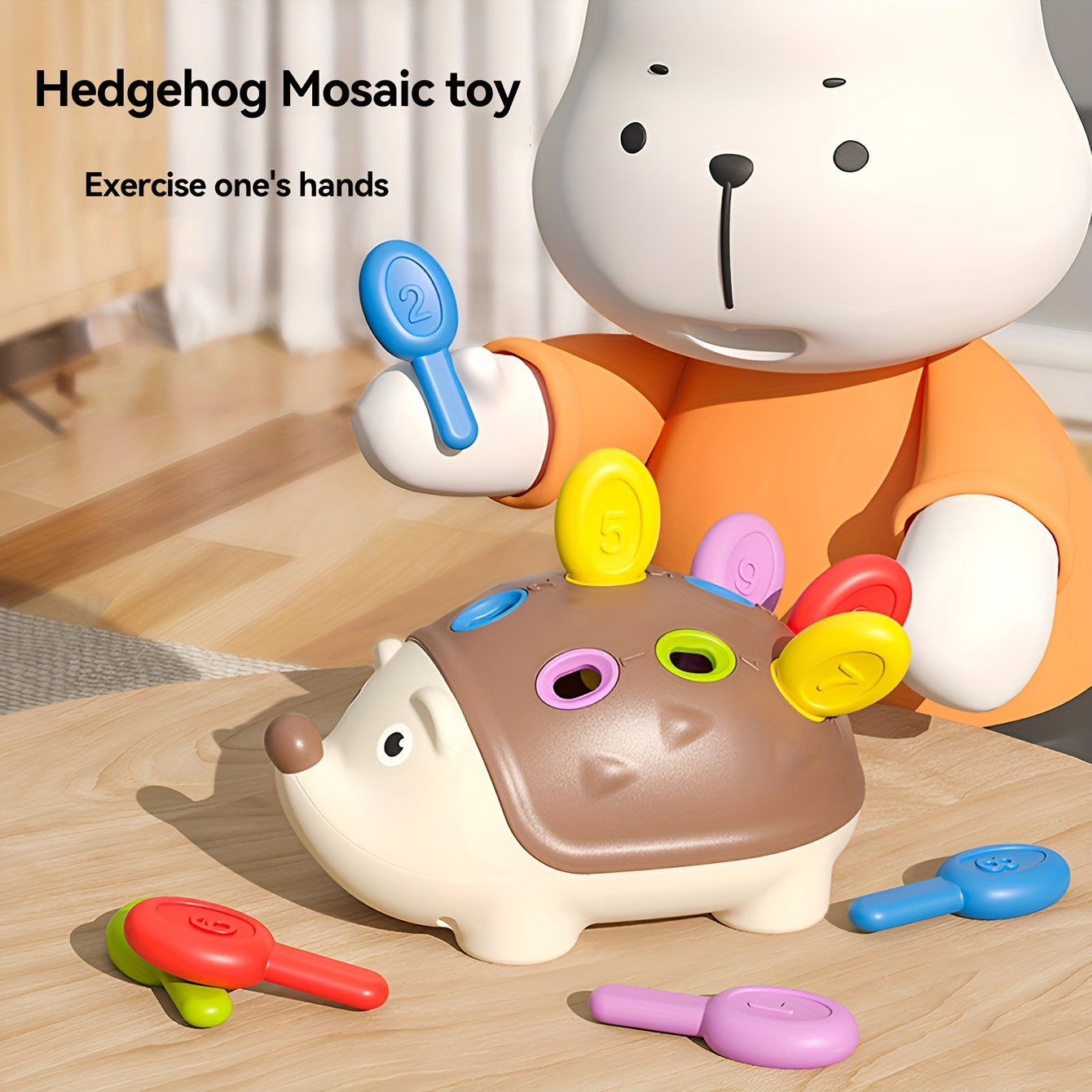 Children's Hedgehog Puzzle Toy - Color & Number Matching, ABS Material, Cartoon Animal Design