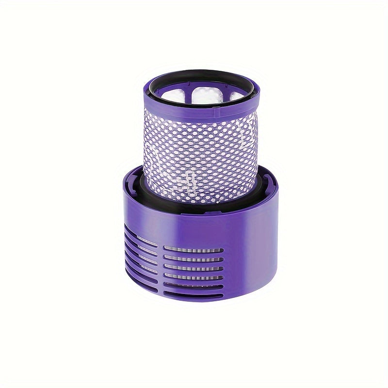 Three pieces of high-efficiency purple mesh V10 filters designed for use with Dyson Cyclone, Absolute, Animal, Total Clean, Motorhead, and SV12 Series. These filters are made from durable plastic and are identified by part number 969082-01.