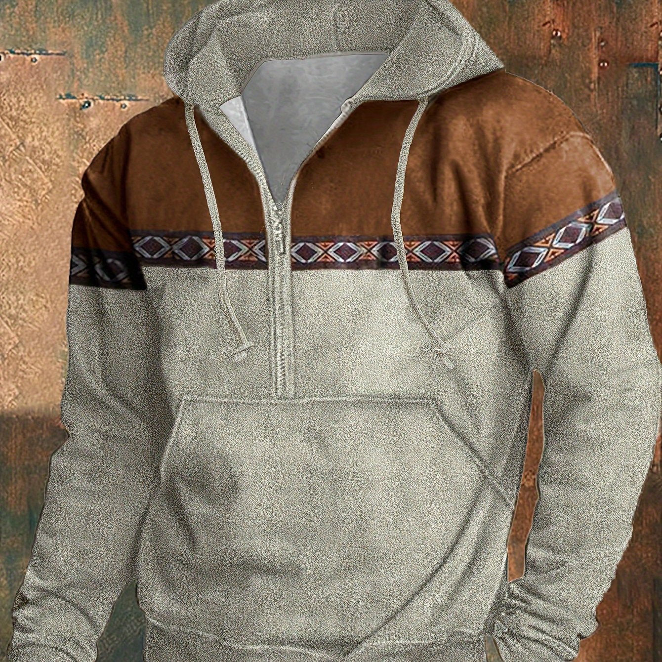 Men's Plus Size Contrast Color Hoodie for Fall/Winter