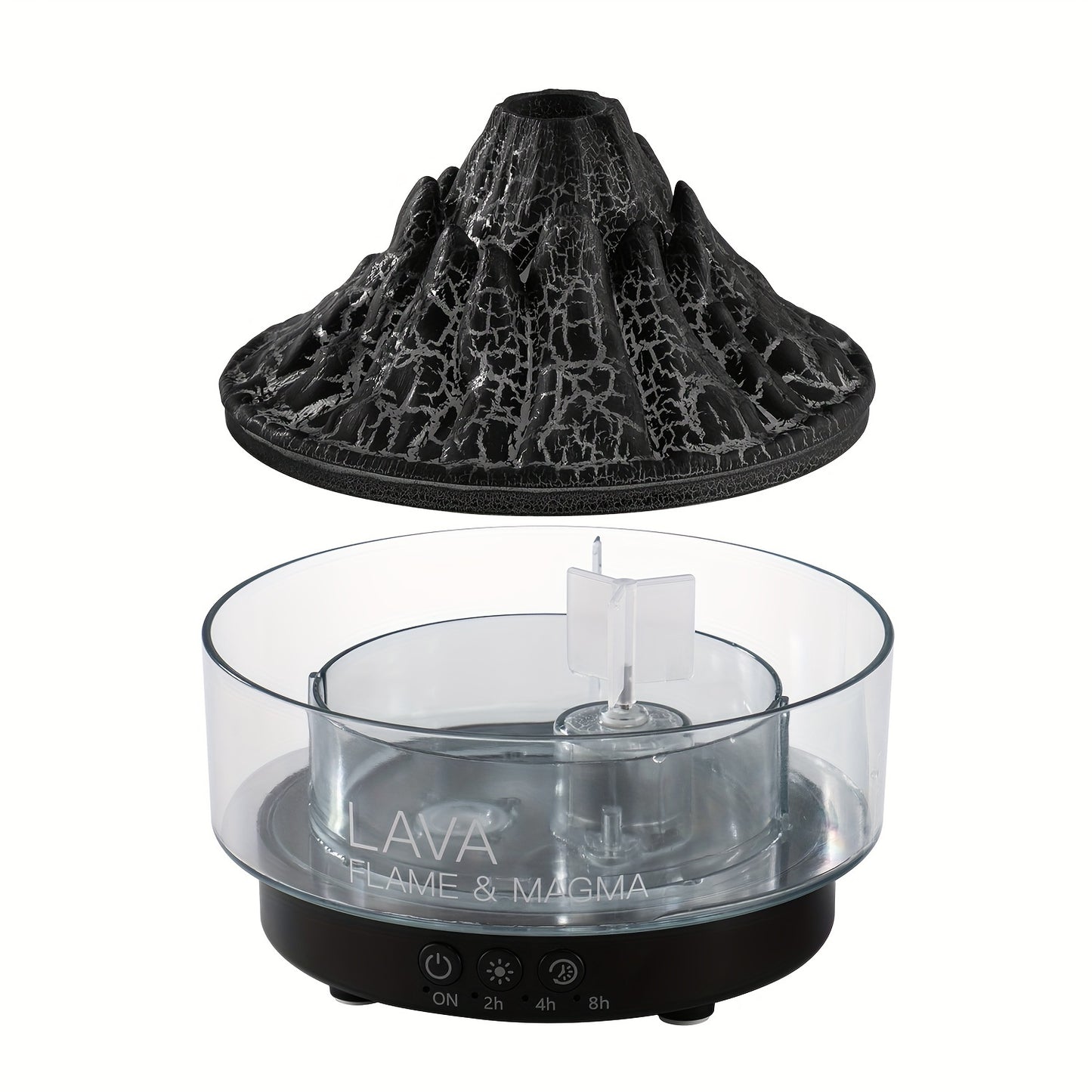 Large capacity Volcano Crackle Humidifier with Aromatherapy, Colorful LED lights, USB powered for home and office, ideal for creating bedroom ambiance.