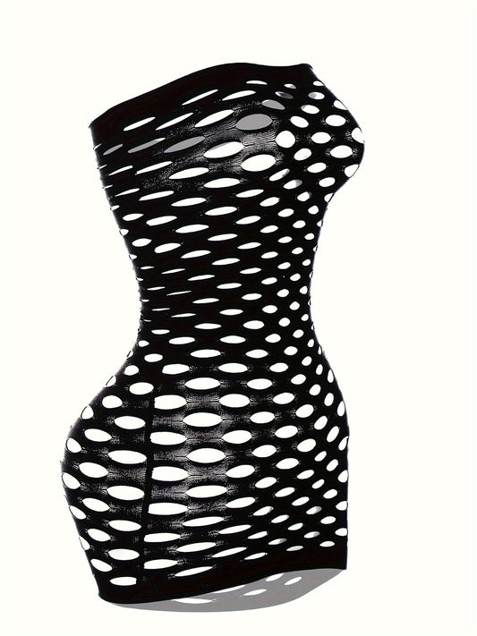 Sexy fishnet dress with cutouts, tube bodycon babydoll lingerie - bodystocking.