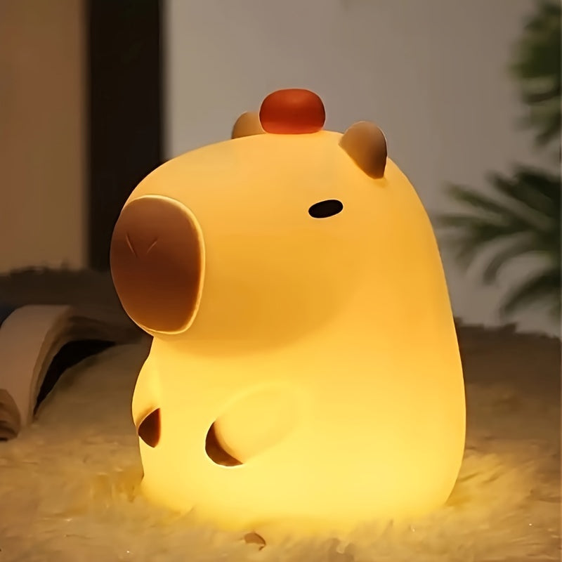 1pc Creative Capybara Night Light, USB Rechargeable and Touch Controlled Silicone Lamp, Attractive Decompression Table Lamp.