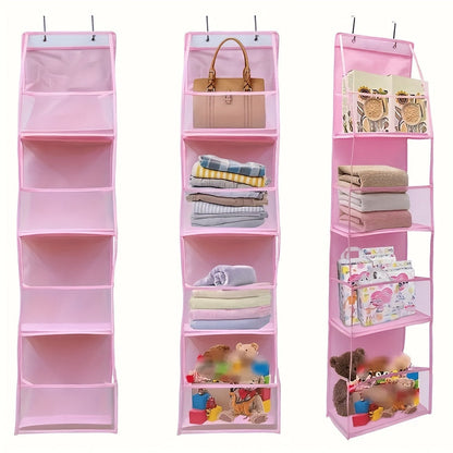 This versatile hanging organizer features four pockets and a durable fabric design, perfect for use in wardrobes, bathrooms, bedrooms, or dorm rooms. The transparent window and reinforced rack make it easy to see and access your items. Complete with two