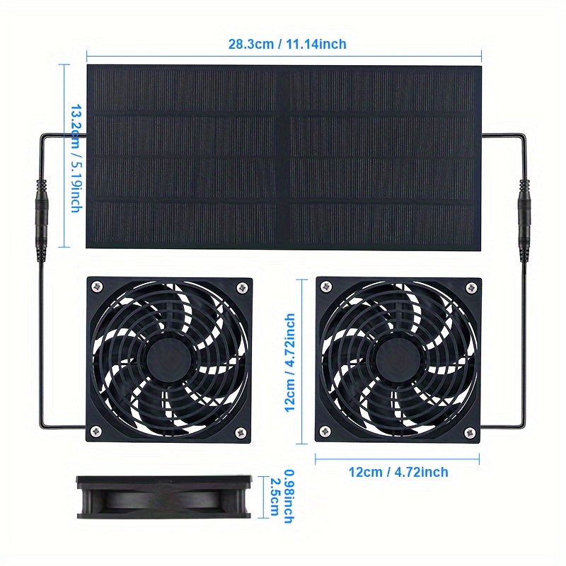 Remote Controlled Dual Exhaust Solar-Powered Fan for Dogs, Cats, and Chicken Coops - Offers High-Speed Cooling