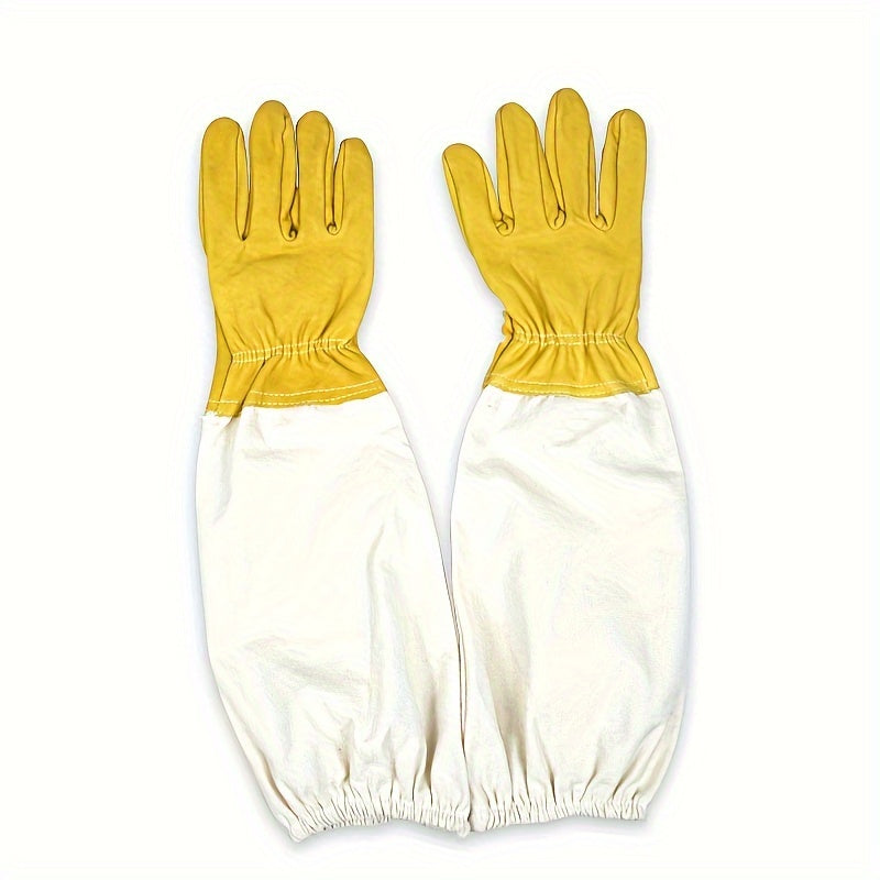 Future Beekeeping Gloves: Leather with Canvas Sleeve, Manual Operation, No Battery Needed.