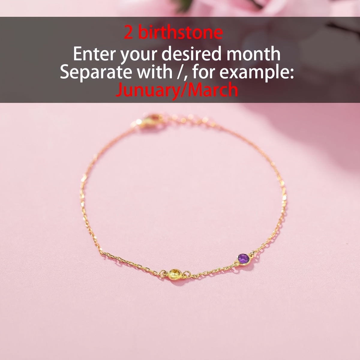 Design a chic birthday stone bracelet with 2-4 birthstones, made of 18K plated stainless steel. Ideal for creating personalized family birthstone jewelry, multi-stone accessories, and thoughtful gifts for Mother's Day and birthdays.