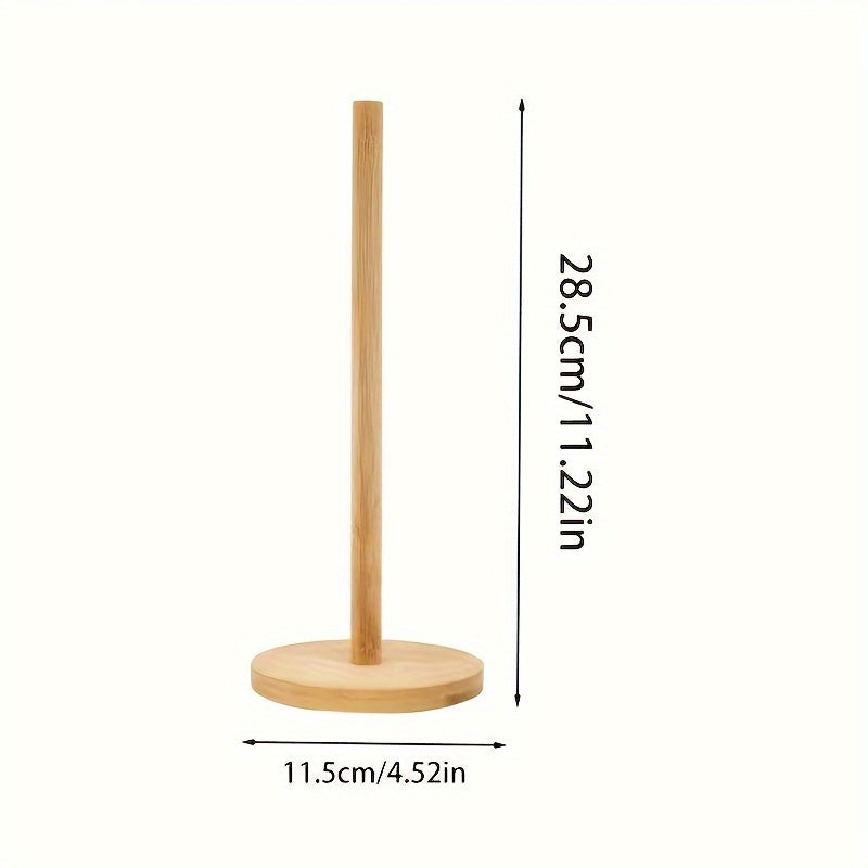 Stylish and durable bamboo paper towel holder with a sleek vertical design, perfect for any room in the house. Features a natural wooden base, making it a practical and beautiful addition to your home decor. Ideal for kitchen, bathroom, bedroom, and