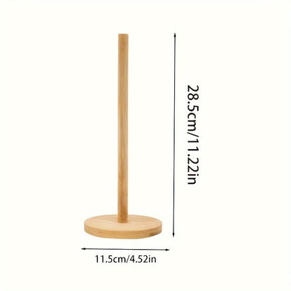 Stylish and durable bamboo paper towel holder with a sleek vertical design, perfect for any room in the house. Features a natural wooden base, making it a practical and beautiful addition to your home decor. Ideal for kitchen, bathroom, bedroom, and