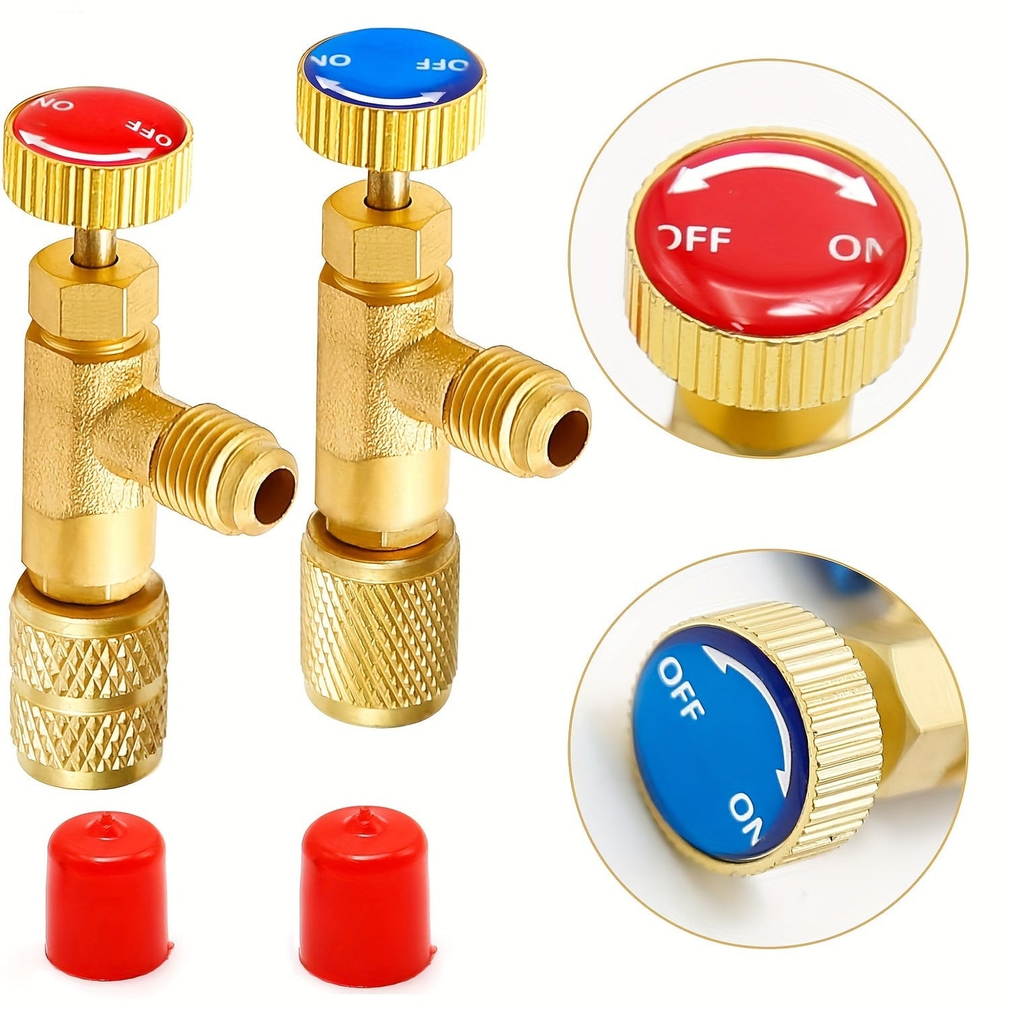 Top-of-the-line Brass R410A & R22 Refrigerant Safety Valve with Adapters - Requires No Power, Perfect for HVAC Systems & Air Purifiers, Equipped with Charging Valve, Made of Copper and Fluorine