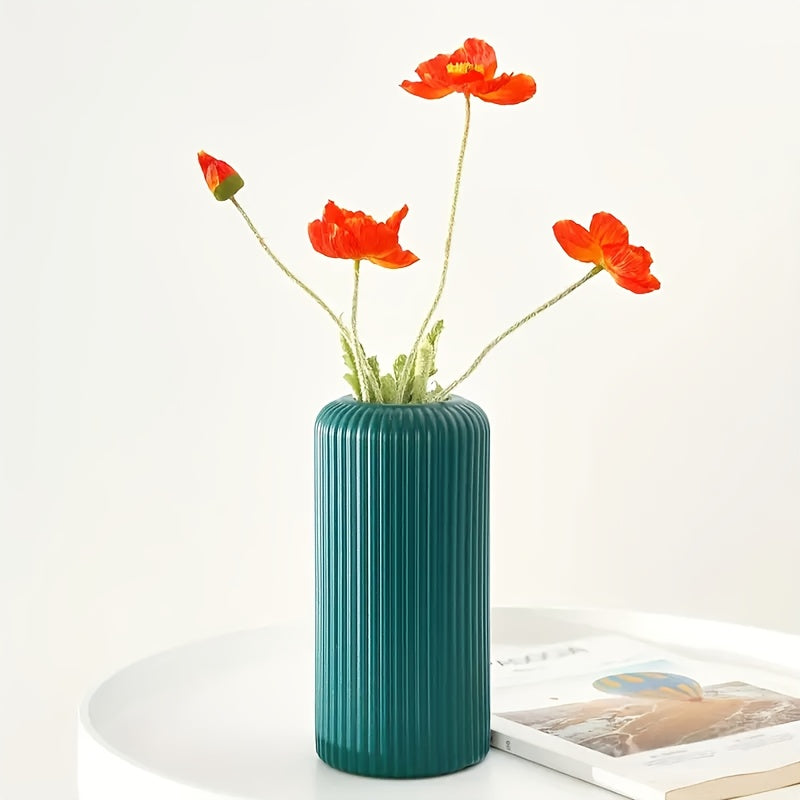 Contemporary Striped Plastic Vase - European-inspired, ideal for fresh flowers & home décor.