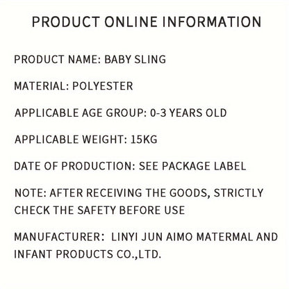 Versatile Front-Holding Strap Travel Supplies for Babies and Children with Breathable Gauze and Heat-Proof Cloth Pad for Year-Round Comfort and Convenience